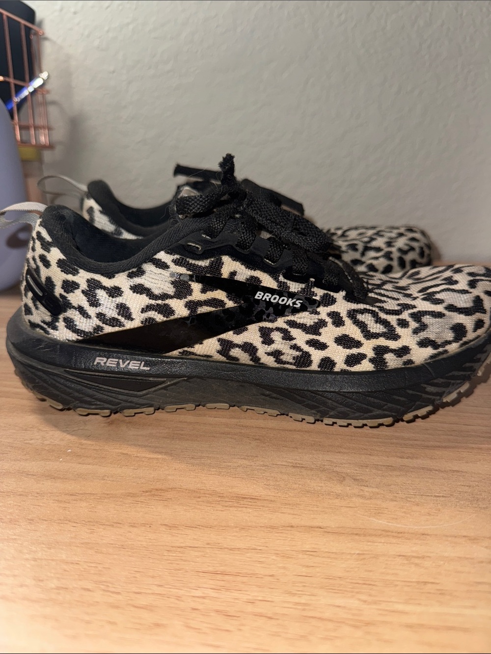 Brooks Revel Leopard Print Running Shoes - Black & White - Picture 1 of 4